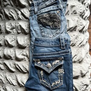 Miss Me Blue Denim Jeans with Embroidered Details